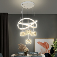 餐廳吊燈四頭現代簡約飯廳家用水晶創意輕奢2022新款網紅LED吊燈