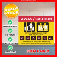 CMC006 Escalator Safety Sign (50x40cm) Escalator Sign, Escalator Sticker, Sticker Lif, Safety Sign f
