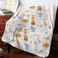Cartoon Animal Tiger Lion Elephant Penguin Cashmere Blanket Winter Warm Soft Throw Blankets for Beds Sofa Wool Blanket Bedspread
