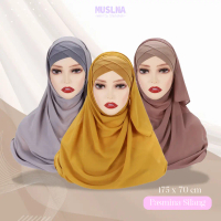 TERBARU MUSLNA Pasmina Inner Turki Silang Pashmina Hijab Instan Ceruty Baby Doll Jilbab Ceruti Canti