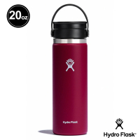 【Hydro Flask】20oz/592ml 寬口旋轉咖啡蓋保溫杯(酒紅色)(保溫瓶)