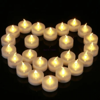 600 pieces Flameless 12pcs/set Battery Operated LED Tea Lights Candles Flameless Weeding Church Home Bar Decor-Amber