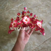Mahkota bando putri bali kamboja merah