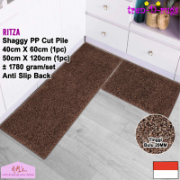 Tren-D-rugs Keset kaki shaggy polos estetik modern 2in1 50 cm x 120 cm dan 40 cm x 60 cm karpet anti
