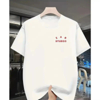 เสื้อยืดแขนสั้น IA b รุ่นใหม่ฤดูร้อนปี 2025 สำหรับผู้ชาย ผู้หญิง และคู่รัก สไตล์อเมริกัน ทรงหลวม คอก