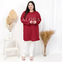 TUNIK KAOS JUMBO POLOS - TUNIK KAOS WANITA POLOS LD 120 cm - LD 130 cm - LD 140 cm 2XL MAROON