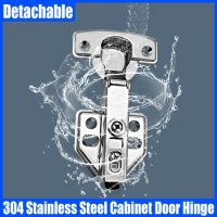 1PCS Detachable 304 Stainless Steel Cabinet Door Hinge Hydraulic Damper Buffer Soft Close Quiet Wardrobe Door Concealed Hinge