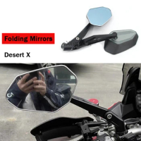 Desert X Motorcycle Mirror Accessories CNC Side Mirror Collapsible Rearviews Folding Mirror For Ducati DesertX 2022 2023