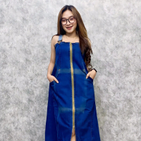 Dres jeans stretch - Dres Jeans Wanita kekinian Cantik Casual Nyaman Terusan Panjang Denim Baju