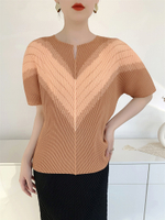S-521# One Size (45-75kg) Sanzhai Scale Pleated Summer Peplum Top WomenS Casual Short-Sleeved Printe