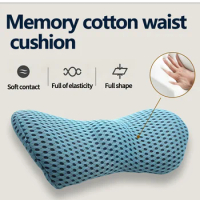 1Pcs Lumbar Support Pillow Memory Foam for Low Back Pain Relief, Ergonomic Streamline Car Seat, Office Chair, Recliner and Bed