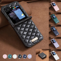 For Samsung Galaxy Z Flip5 Z Flip4 Z Flip3 Magnetic Flip Z Flip 5 4 3 Cover Wallet Small Fragrance Checkered Flip Leather Case