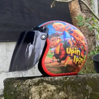Helm Anak Usia 2 3 4 5 6 7 Tahun Bogo Retro Motif Melody Kuromi Kaca Datar UPIN IPIN NEW