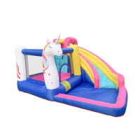 Inflatable Unicorn Water Slides Trampoline Bouncer for Kids Bouncy Castle Small Air Bounce House with Blower
