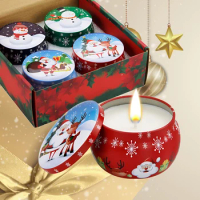 Christmas Aromatherapy Oil Candle Set with Luxury Box, Organic Soy Wax, Private Label, 4Pcs