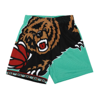 【M&amp;N】Mitchell &amp; Ness NBA Big Face 短褲 復古 球褲 美式 Logo 綠 灰熊(MN20ASH03VG)