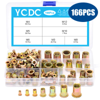 Ycdc 166Pcs M3 M4 M5 M6 M8 M10 M12 Rivet Nut Kit Zinc Steel