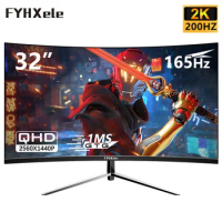 FYHXele Gaming Monitor 32 inch 165hz Monitors Game 2K QHD MVA Curved R2800 Monitor for Desktop Displays HDMI Compatible Monitor