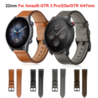 22mm Leather Straps For Amazfit GTR 3 GTR3 Pro Smartwatch Wristband For Amazfit GTR 4 2e 47mm Balance Bracelet Correa Watchband