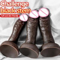Soft Big Glans Black Dildo Realistic Cock Silicone Suction Cup Dildos Vaginal Masturbators Penis Anal Plug Sexy Toys for Women