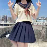 日系JK制服連衣裙少女夏裝2022新款中學生畢業班服百褶短裙子套裝