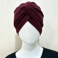 Turban QQinian Wanita Dewasa Warna Merah Polos