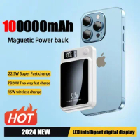 100000mAh Magnetic Qi Wireless Charger Power Bank 22.5W Mini Powerbank For iPhone Samsung Huawei Fast Charging