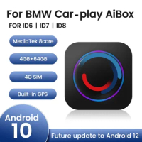 8 Core 4+64GB Wireless CarPlay Ai Box Android 10 System For BMW ID6 ID7 ID8 For You-Tube Netfilx GPS Navigation BT WIFI 4G LTE