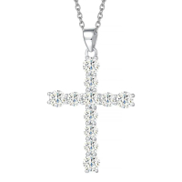 FANCIME Cross Necklace For Women Sterling Silver Cubic Zirconia Simulated Diamond Cross Pendant Jewe