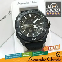 JAM TANGAN PRIA ALEXANDRE CHRISTIE ANALOG DIGITAL ORIGINAL FULL BLACK RUBBER STRAP 9502 AC 9502 AC95