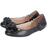 TORY BURCH Blossom 立體花朵設計皮革娃娃鞋(黑色)