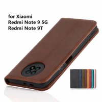 Leather case for Xiaomi Redmi Note 9T case card holder Magnetic attraction flip Cover Case Redmi Note 9T Wallet Case