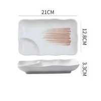 Hoomey Japan Series Piring Sushi Jepang Sekat Saus 21cm | Piring Keramik Estetik Premium | Plate Sus