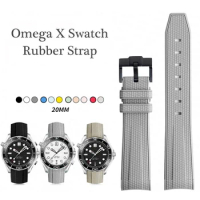 Watch Band for Omega X Swatch Joint MoonSwatch Strap Seamaster 300 Men Women 20mm Rubber Silicone Curved End Bracelet for Seiko