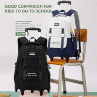 Children's Rolling Backpack with Wheels Large Capacity Waterproof Kids Trolley School Bag for Teenagers Schoolbag Travel Bags
