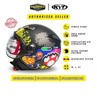 HELM KYT ELSICO #7 BLACK MATT YELLOW RED KYT HALF FACE L