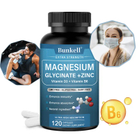 Bunkell Magnesium Glycinate 500 Mg, Chelated Magnesium with Zinc and Vitamin D3 Supports Muscles, Ne