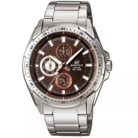 CASIO Casio Edifice EF-336D-5AVDF Silver Dasar Coklat Cowok