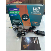 ไฟหน้า LED ไฟหน้ารถยนต์ แสงสีขาว 6000K  180W  28000LM ( 1 ชุด )
