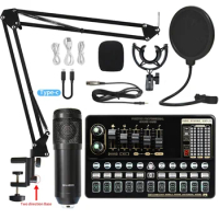 Professional Condenser Microphone BM 800 Wireless Bluetooth V10 PRO Sound Card for PC Computer Phone Karaoke Live Singing Gaming