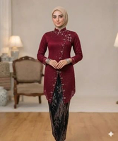 WZ Setelan Kebaya Janggan Brokat Full Payet/Setelan Kebaya Janggan Bawahan Lilit Songket/Kebaya Wisu