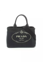 Prada 二奢 Pre-loved Prada CANAPA Kanapa Handbag tote bag canvas black 2WAY