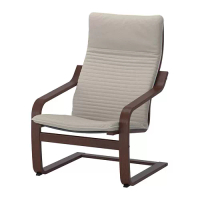 POÄNG 扶手椅, 棕色/knisa 淺米色, 68x83x100 公分