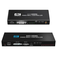 4K 2x2 HDMI Video Wall Controller 3x3 HDMI DVI TV Wall Processor 1X2 1X4 1X3 2x3 3x2 4X2 2 3 4 6 8 9 Multi Screen Video Splicer
