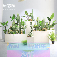 免運 可開發票 仿真綠植白色玻璃鋼花器盆栽造景室內外售樓處樣板房植物花箱隔斷
