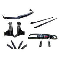 TAKD style dry carbon fiber front lip side skirt rear diffuser fenders for Mercedes-Benz C-Class W205 C63 2016-19