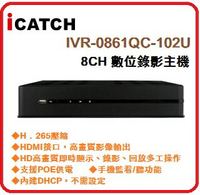 iCATCH IVR-0861QC-102U 8CH (POE) 800萬畫素IVR 數位錄影主機