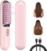 Hair Straightener Brush Cordless Portable Hair Straightening Brush  Rechargeable Hot Comb for Women 