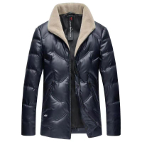 【巴黎精品】真 羽絨90%白鴨絨 羽絨外套鴨絨夾克-立翻羊毛領時尚短版羽絨男外套2色a1is11