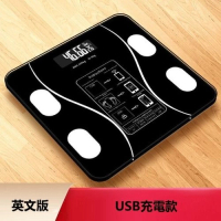 人體電子稱(弧線鋼琴黑英文版(USB充電款))  